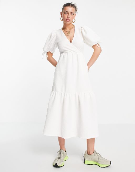 White midi clearance wrap dress