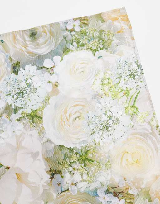 River Island tie and pocket square set in beige floral, 2 of 3