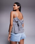[River Island] River Island tie back peplum cami in blue stripe 8 BLUE