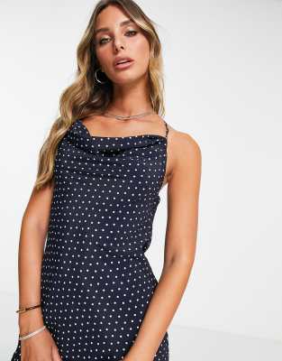 river island blue polka dot dress