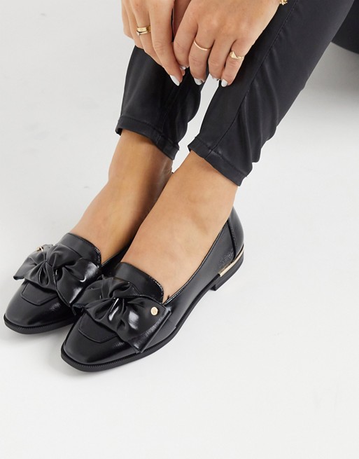 River Island tie bow loafer in black
