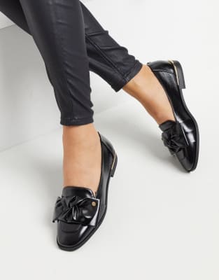 bow loafers black