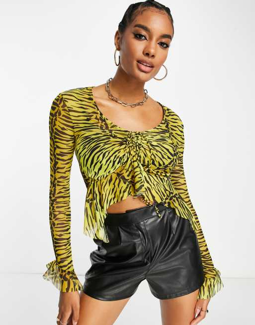 Yellow best sale mesh shirt