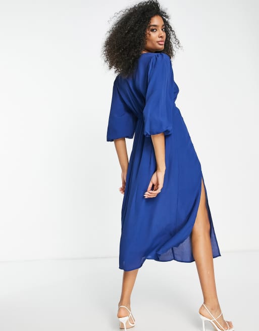 River island navy wrap sales dress