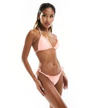 New Look monowire tie back swimsuit in coral