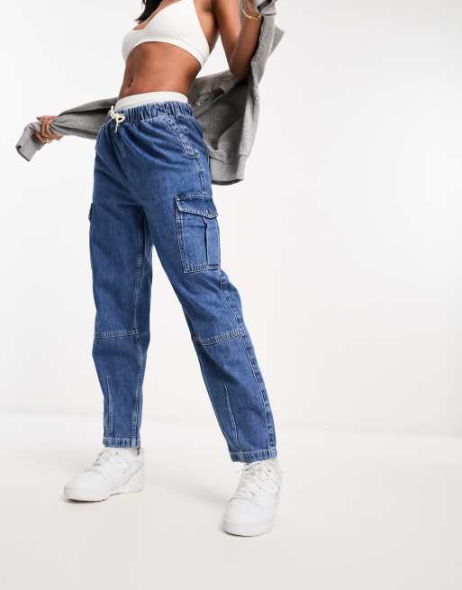 Tie waist hot sale denim pants