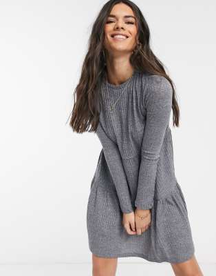 grey long sleeve mini dress