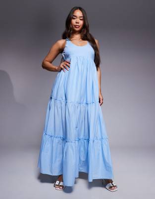 River Island tiered maxi dress in blue - view 1
