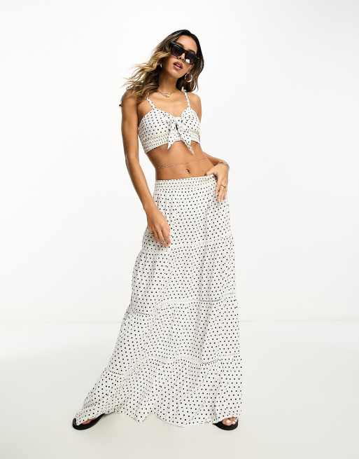 Black and white tiered maxi clearance skirt