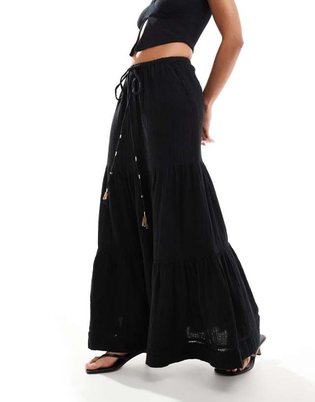 River Island - tiered maxi skirt in black