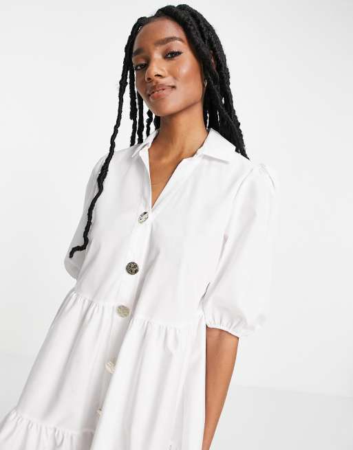 Tiered Smock Shirt Dress