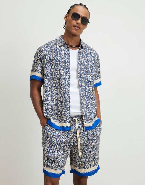 River Island Tile print shorts in blue - view 1