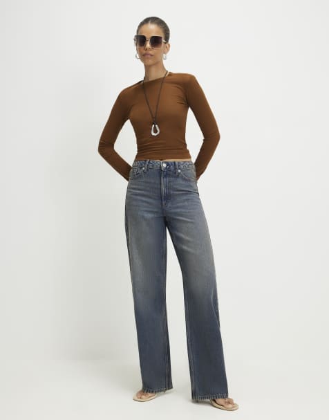 River Island Tinted relaxed straight leg jeans in denim - medium - view 1