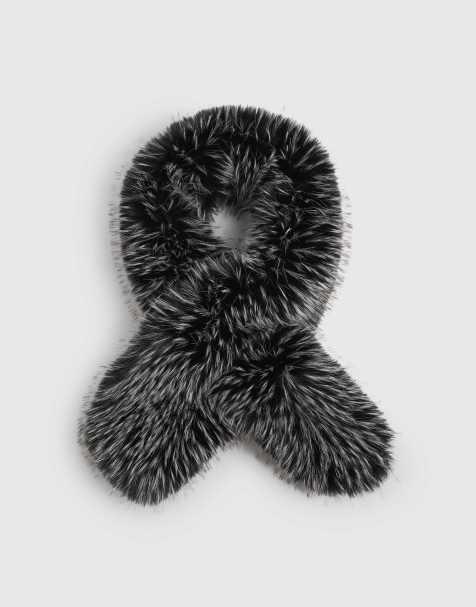 River Island Tipped long faux fur scarf in black - view 1