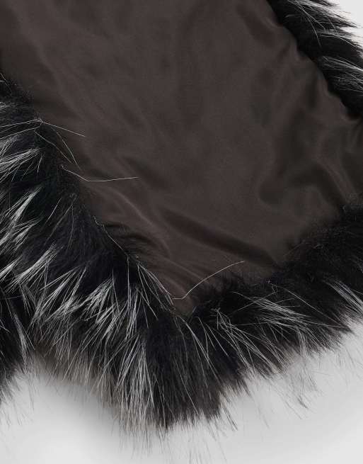 River Island Tipped long faux fur scarf in black, 3 of 3