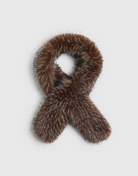 River Island Tipped long faux fur scarf in brown - view 1