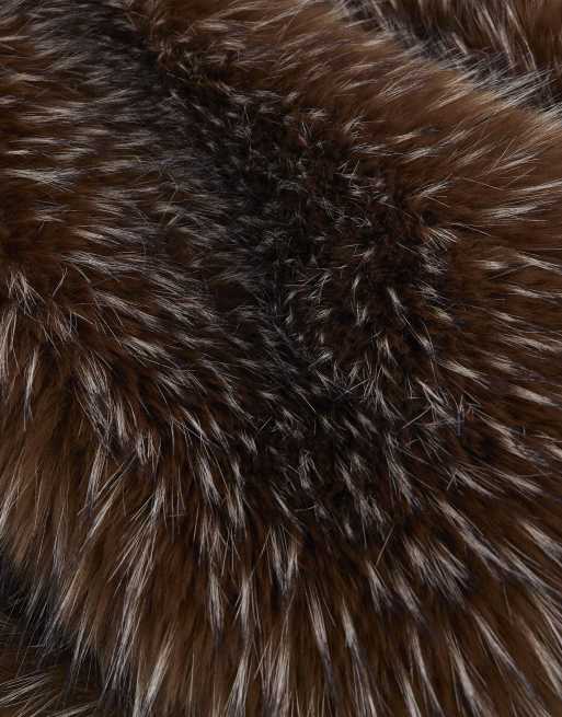 River Island Tipped long faux fur scarf in brown, 2 of 3
