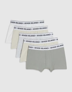 River Island Tipped pack of 5 trunks in grey - marl