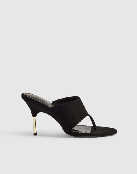 River Island Toe thong heeled sandals in black - view 1