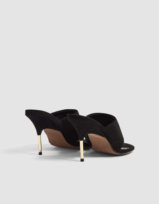 River Island Toe thong heeled sandals in black, 3 of 3