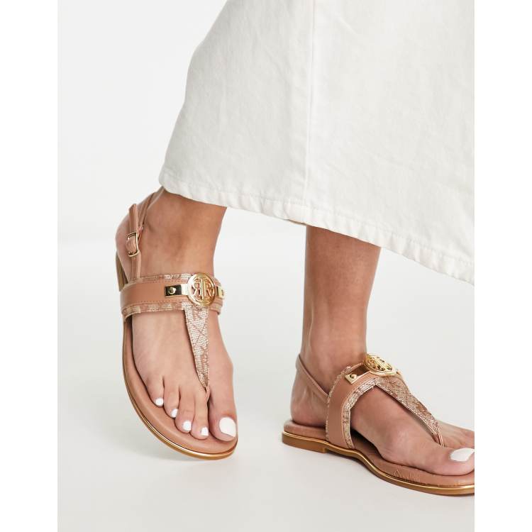 River Island toe thong sandals in beige