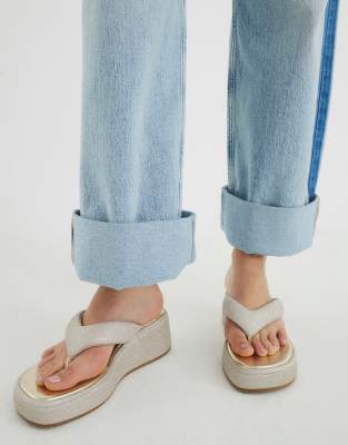 River Island Toe thong wedge sandals in silver - view 1