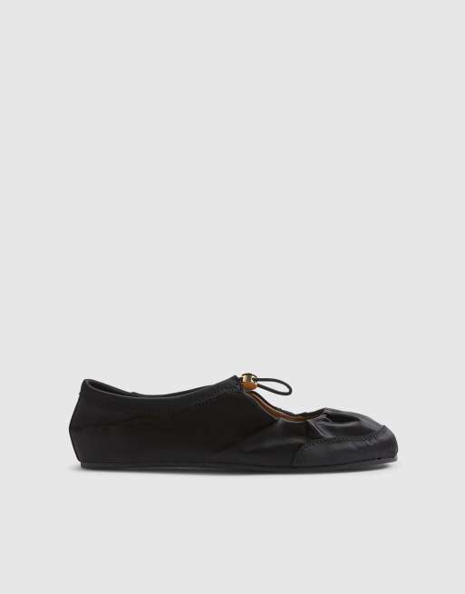 River Island Toggle sneakerina ballet trainers in black, 3 of 4