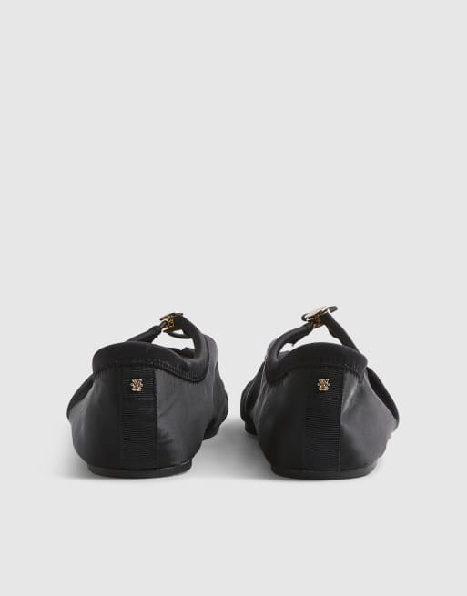 River Island Toggle sneakerina ballet trainers in black, 4 of 4