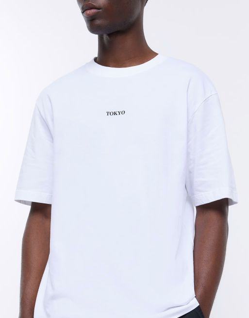 River Island Tokyo city t-shirt in white