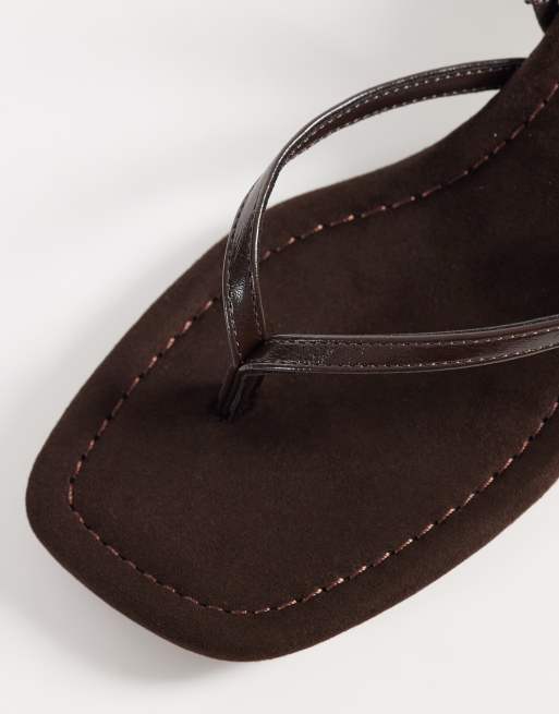 River Island - Tongs en suédine à petit talon - Marron, 3 de 4