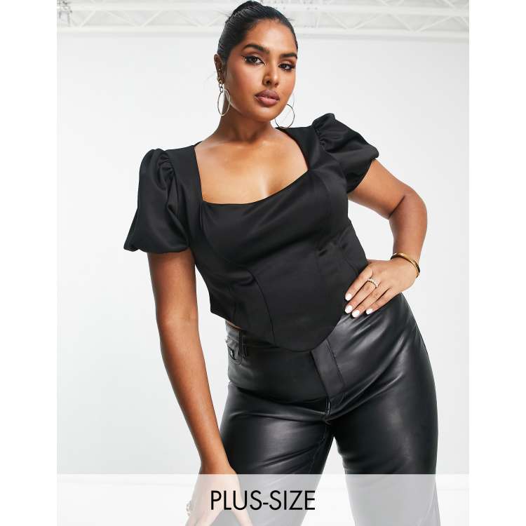 River Island Asos Donna Abbigliamento Intimo Reggiseni Corsetti Top a corsetto con maniche a sbuffo 