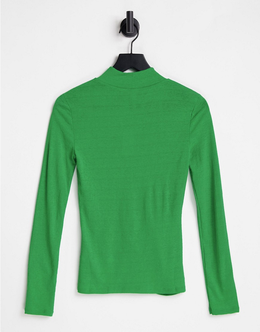 Top a maniche lunghe in rete verde - River Island T-shirt donna  - immagine1