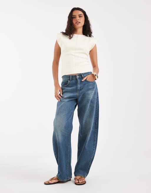 River Island - Top ajusté en maille fine à mancherons - Crème, 2 de 4