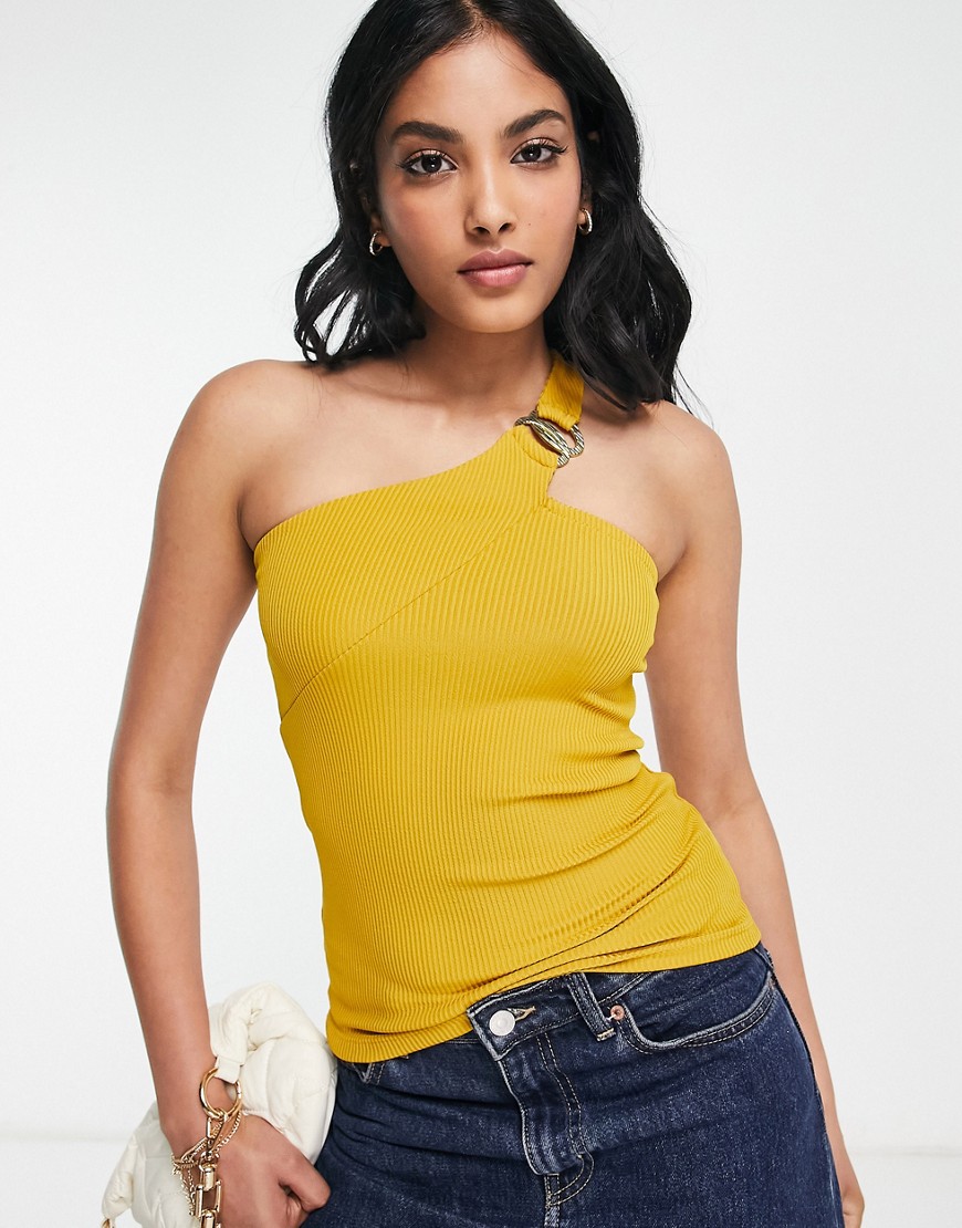 Top asimmetrico con fibbia giallo - River Island T-shirt donna  - immagine1