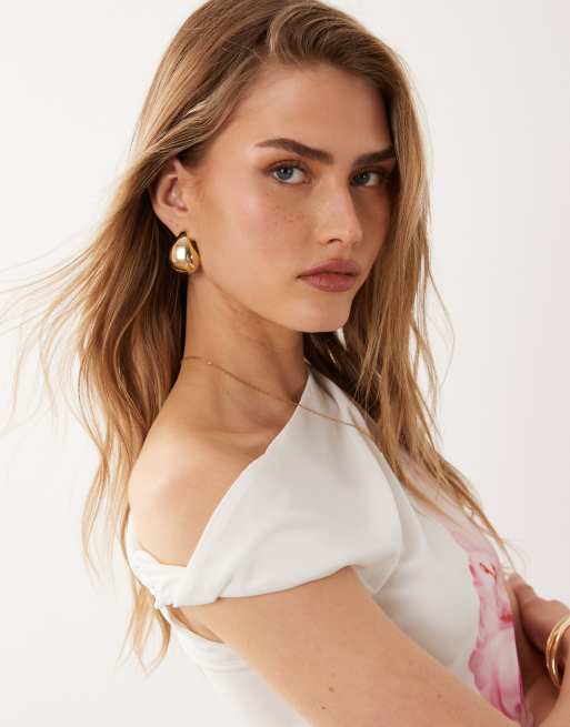 River Island - Top bandeau d'ensemble en tulle à imprimé fleurs - Blanc, 2 de 4