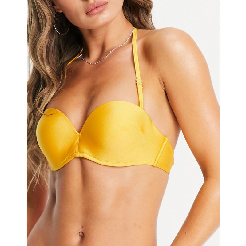 Bikini Donna River Island - Top bikini a balconcino push-up giallo