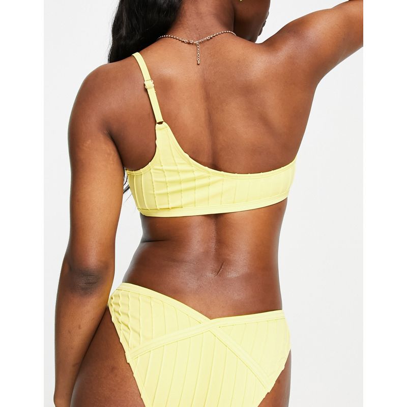 Bikini phMag River Island - Top bikini giallo con spalline asimmetriche e dettaglio anello