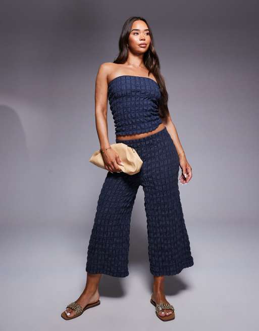River Island - Top blu scuro testurizzato a fascia , 2 di 4