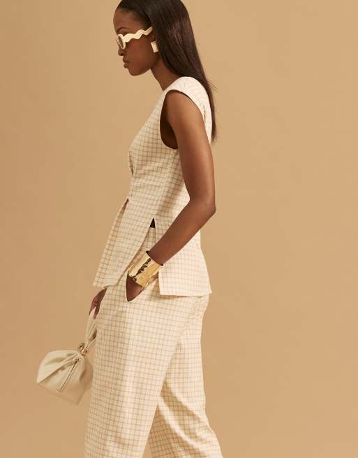 River Island - Top color crema a quadretti  , 2 di 3