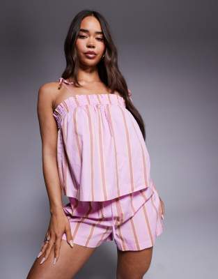 River Island - Top d'ensemble à bretelles - Rose rayé