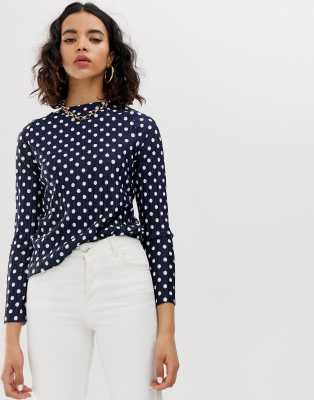 navy polka dot top