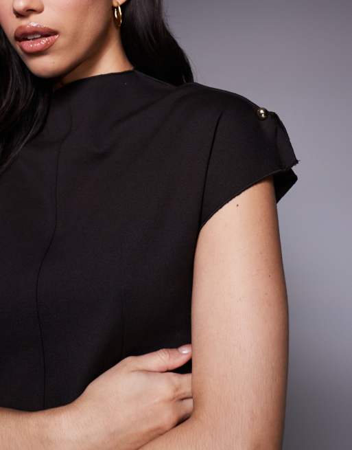 River Island - Top met naaddetail in donkerbruin, deel van co-ord set, 3 van 4