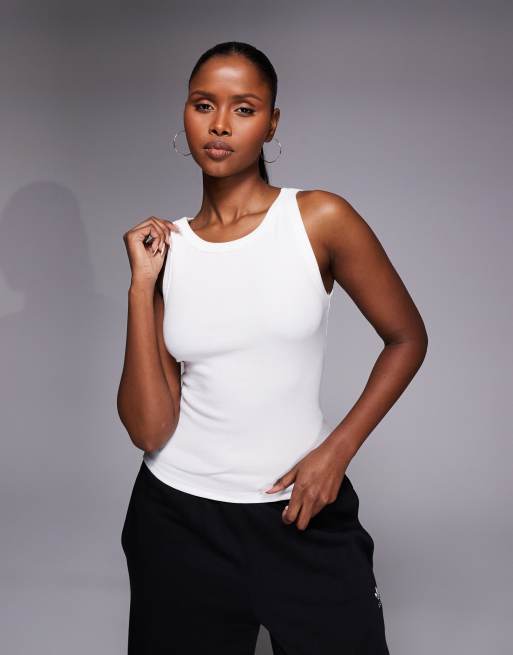 River Island - Top senza maniche bianco a coste con spalline sottili, 4 di 4