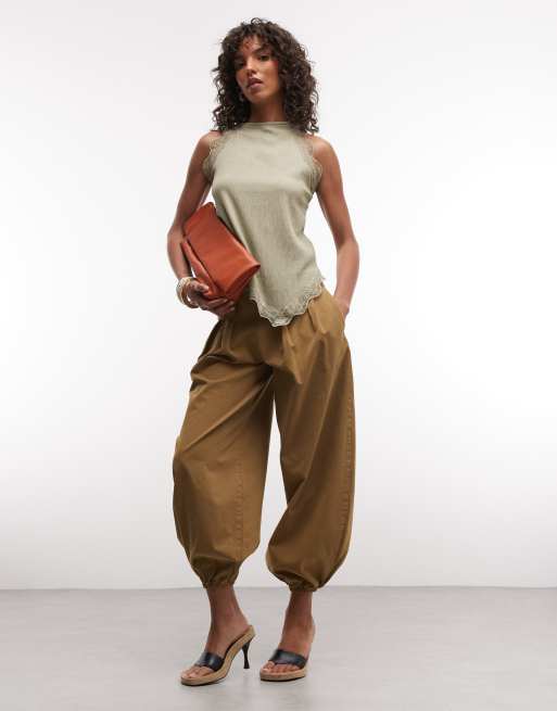 River Island - Top texturé à encolure américaine et bords en dentelle - Vert, 2 de 4