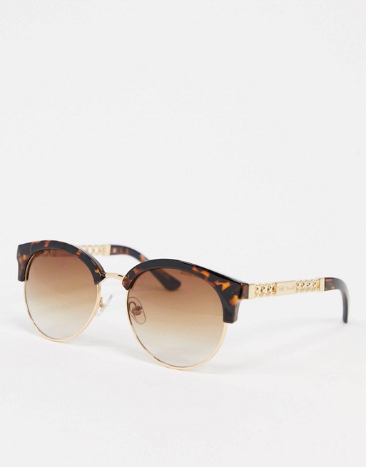River Island tortoiseshell club sunglasses in brown