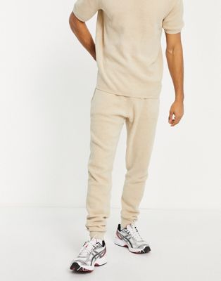 River Island towelling jogger co-ord in stone