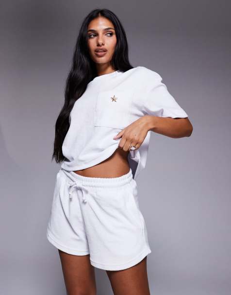 River Island towelling shorts in white (Part of a set) - view 1