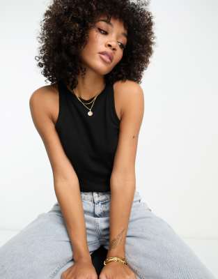 River Island - Trägertop in Schwarz mit Racerback