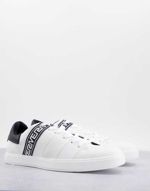 River Island trainer with monogram stripe in white | ASOS