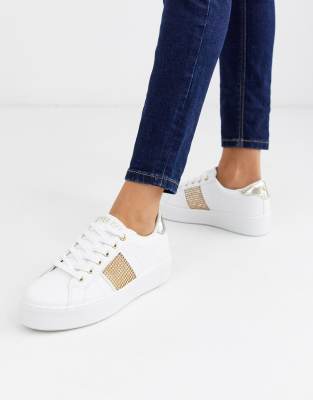 white trainers with diamante